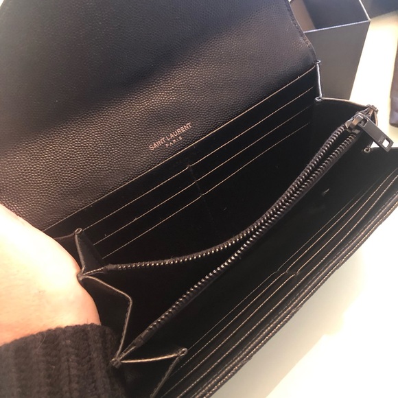 Saint Laurent YSL Monogram Large Flap Wallet in Grained Leather Black/Black - Picture 3 of 5